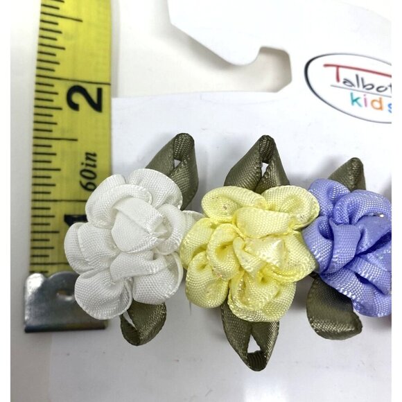 Vintage Talbots Kids Hair Clip 4 Pastel Rosettes 3" Girls French Barrette - Picture 6 of 6